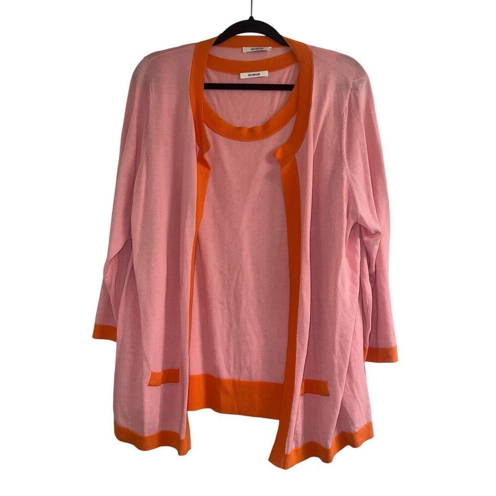 ✨Devernois Open Front Coral/Orange Sz 5 Cardigan/Tank✨